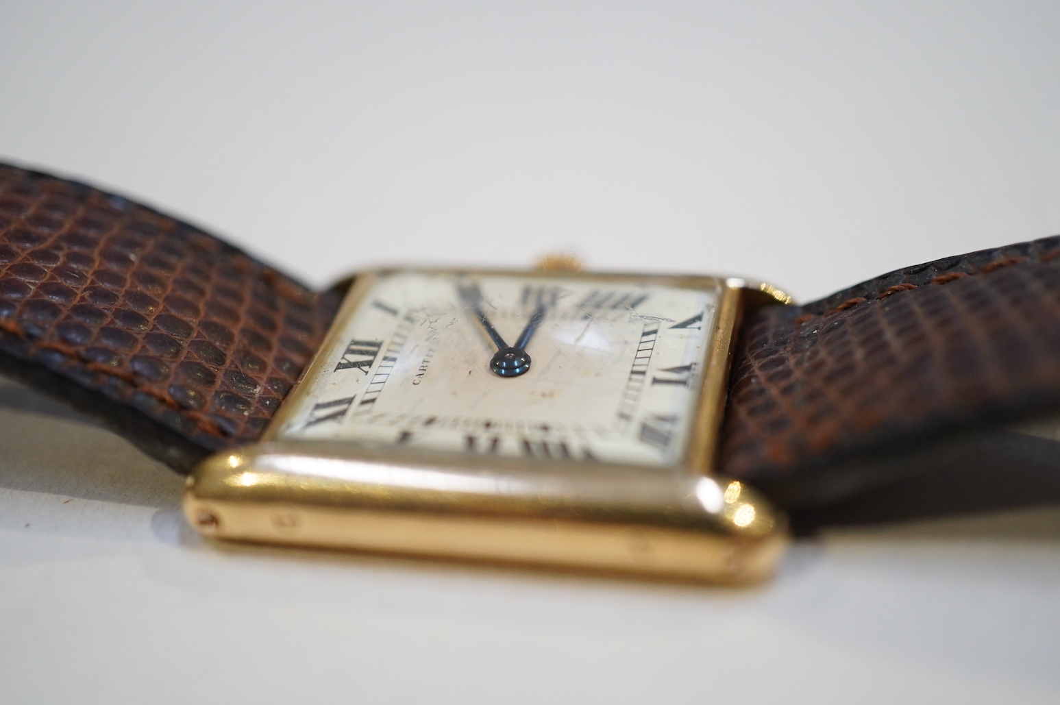 Richard Avedon (American, 1923-2004), a Cartier 18ct. gold tank manual wind wrist watch